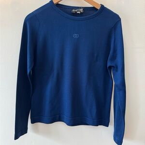 Givenchy Sport Vintage 70’s Deep Blue Crew Neck Sweater Bergdorf Goodman S/M